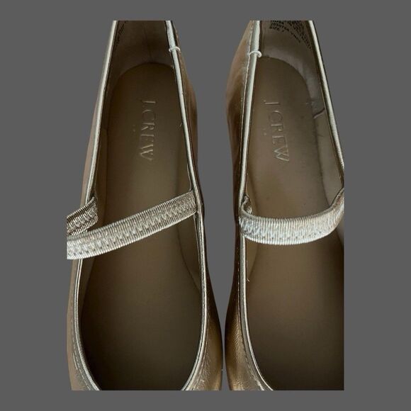 J.Crew Factory Mary Jane Ballet Flats Metallic Gold Bow Straps 7M NEW - Picture 6 of 14